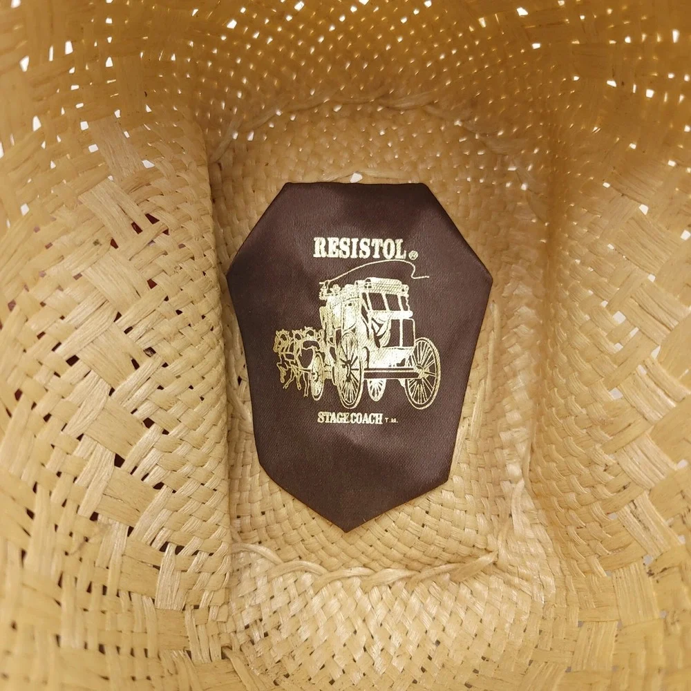 Cowboy Hat‎ Resistol StageCoach Straw Western Band Size 6 7/8 Sisters Cowgirl